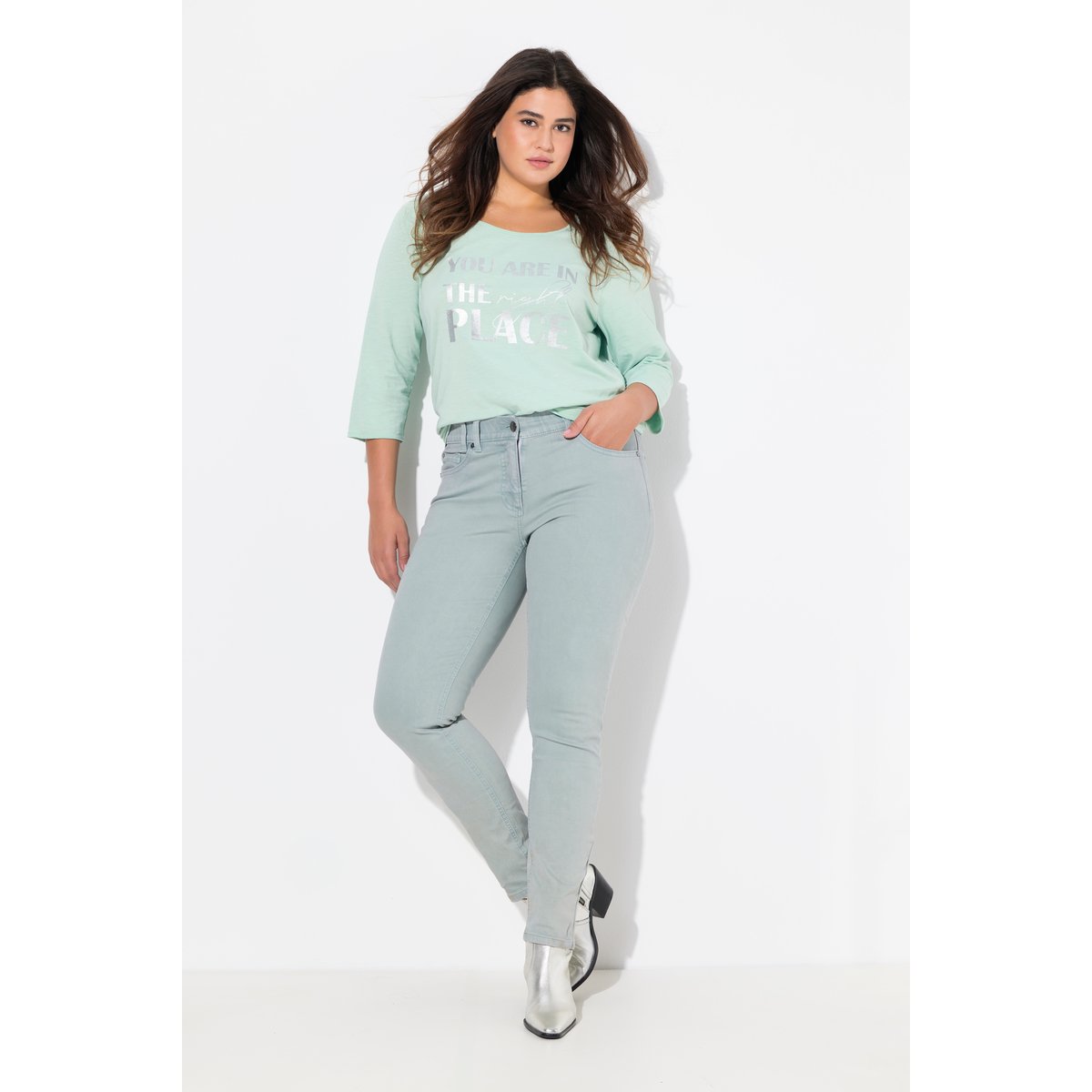 Jean Sarah 5 poches vert mousse clair, ULLA POPKEN