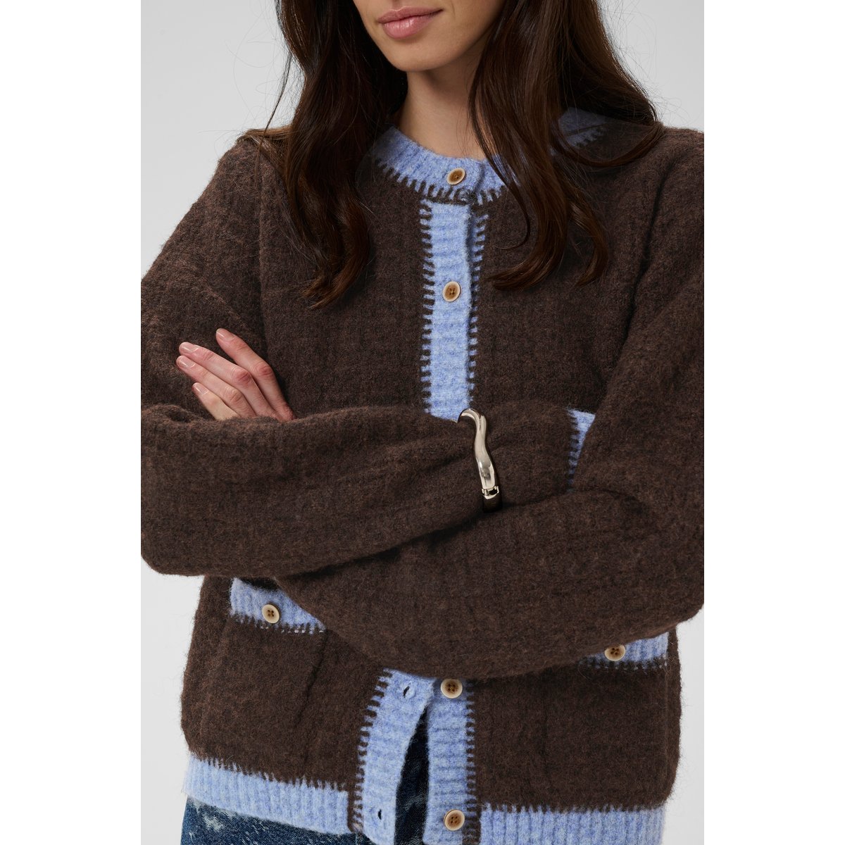 Cardigan à tricot marron bleu brown/blue, CULTURE
