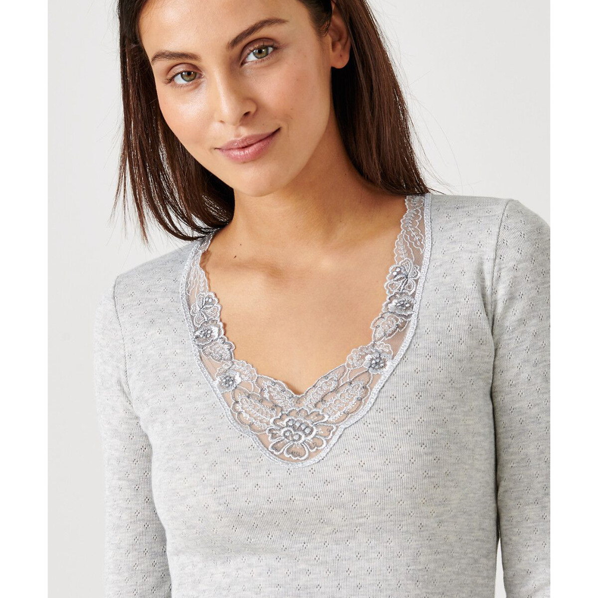 Camisola de mangas compridas Thermolactyl, grau 4 cinzento mesclado, DAMART