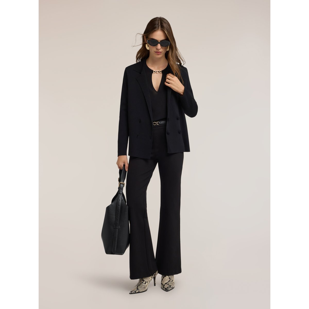 Cardigan double boutonnage noir, MOTIVI