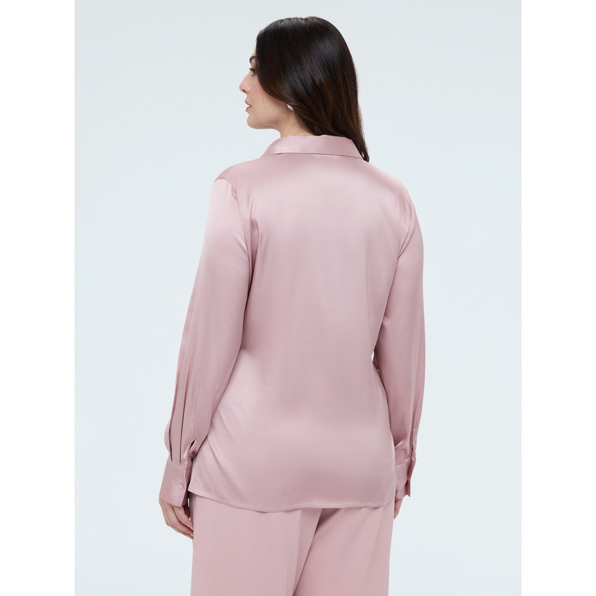 Chemise en satin avec boutons bijoux rose, FIORELLA RUBINO