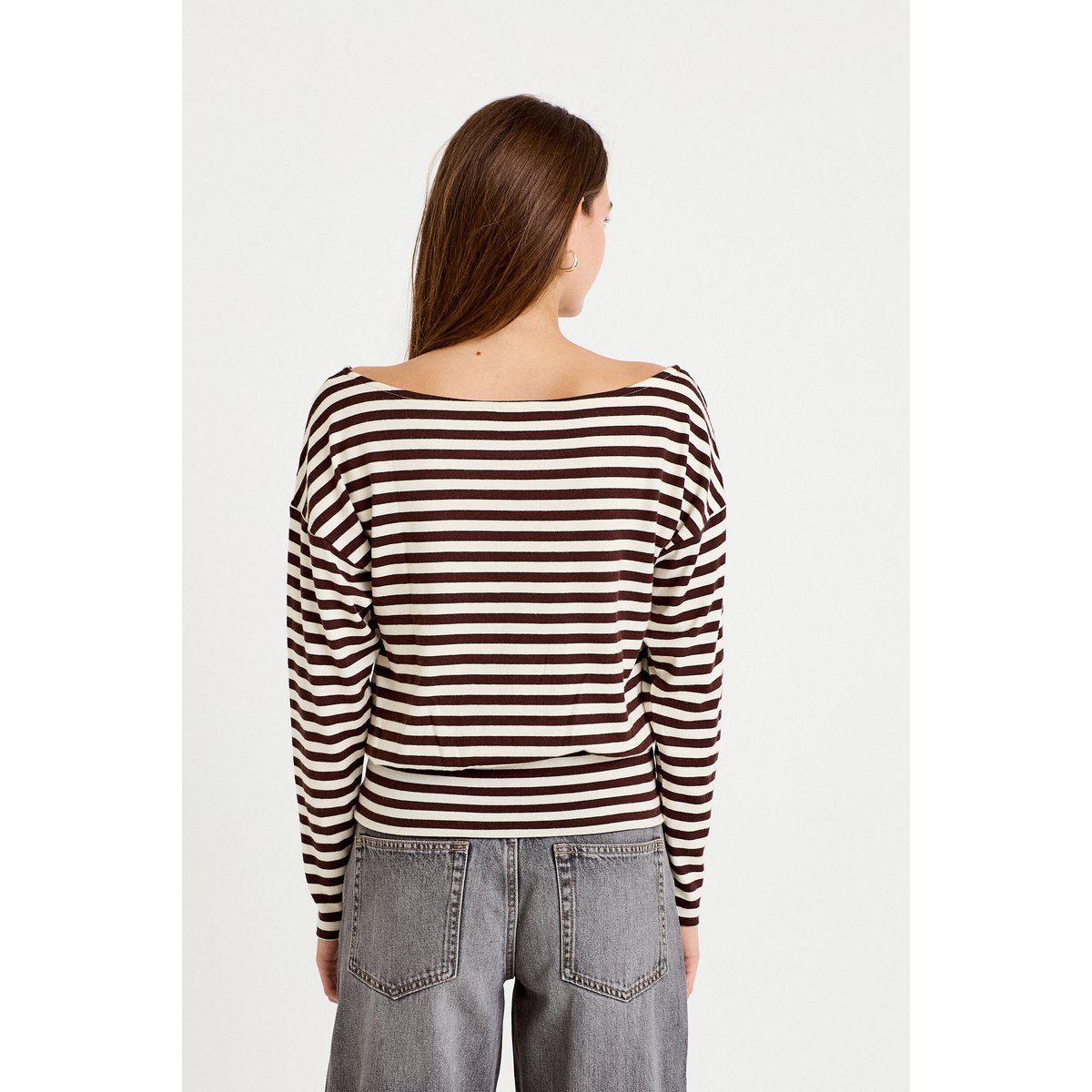 Pull col bateau manches longues blanc, CACHE CACHE