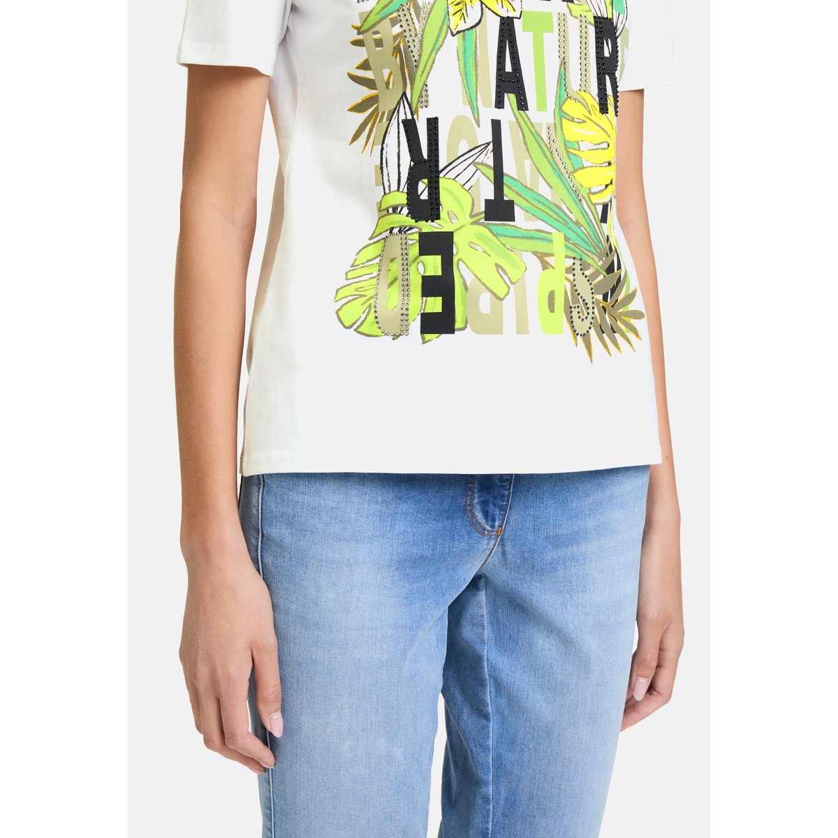 T-shirt basique à impression patch white/green, BETTY BARCLAY