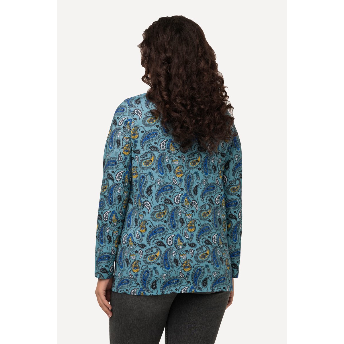 T-shirt motif cachemire à col en glace bleue, ULLA POPKEN