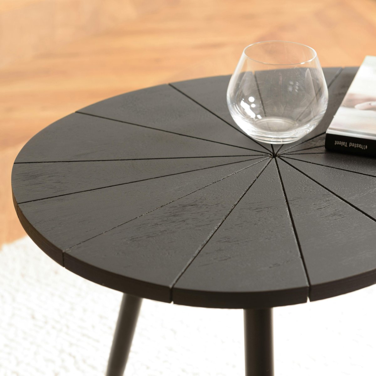 Bout de canapé ovale manguier dessiné noir mat ZALA noir, PIER IMPORT