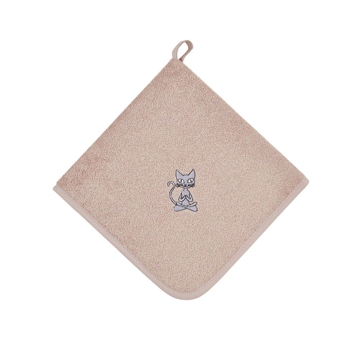 Lot de 3 torchons carrés en éponge coton YOGI CAT sable, SENSEI MAISON