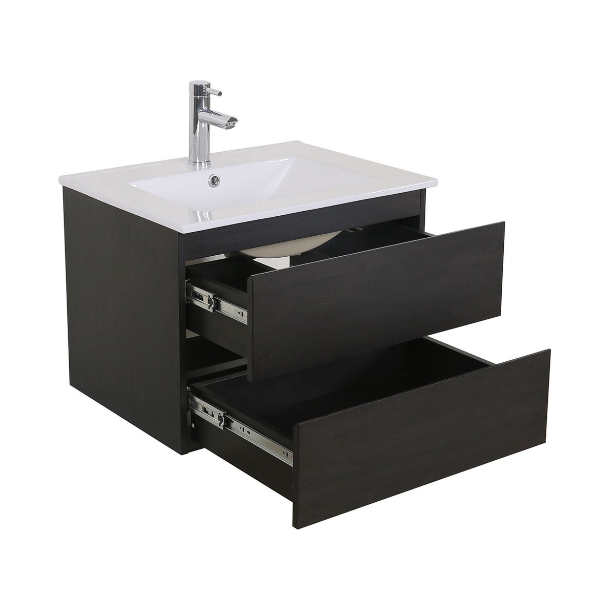 Meuble simple +vasque+robinet+miroir SORRENTO décor chêne carbone, MOB IN