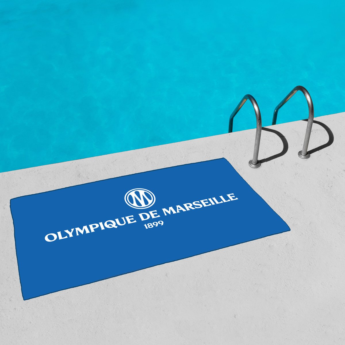 Serviette de bain et de plage imprimée microfibre, OM MASSILIA bleu, OLYMPIQUE DE MARSEILLE