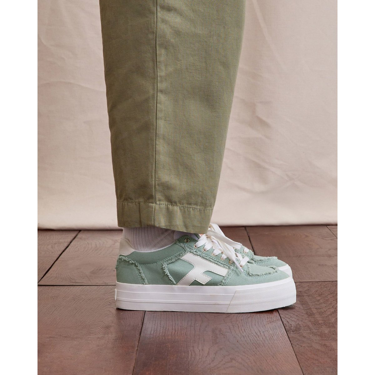 Tennis basses tissu WALNUT PLATFORM vert clair, FAGUO