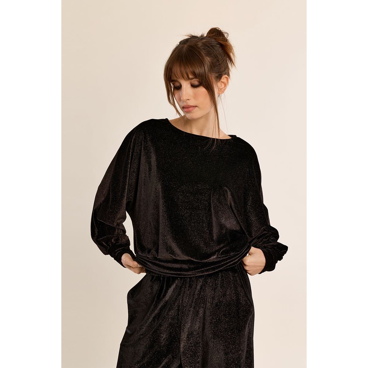 Top manches longues, ouvert dans le dos noir, MOLLY BRACKEN