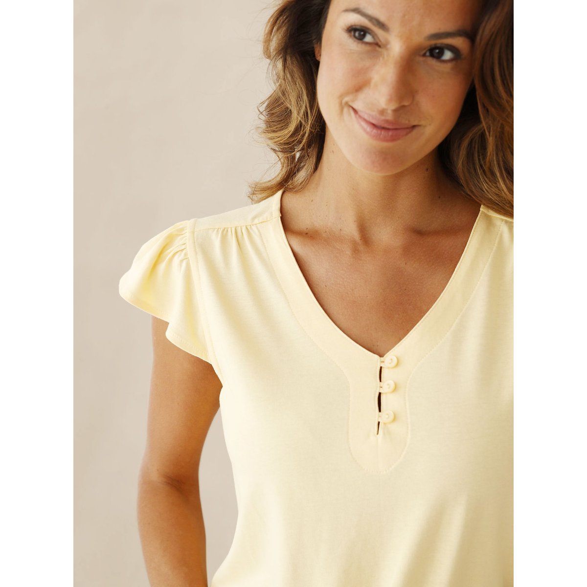 Lot de 2 pyjacourts femme coton imprimé + uni jaune, DAXON