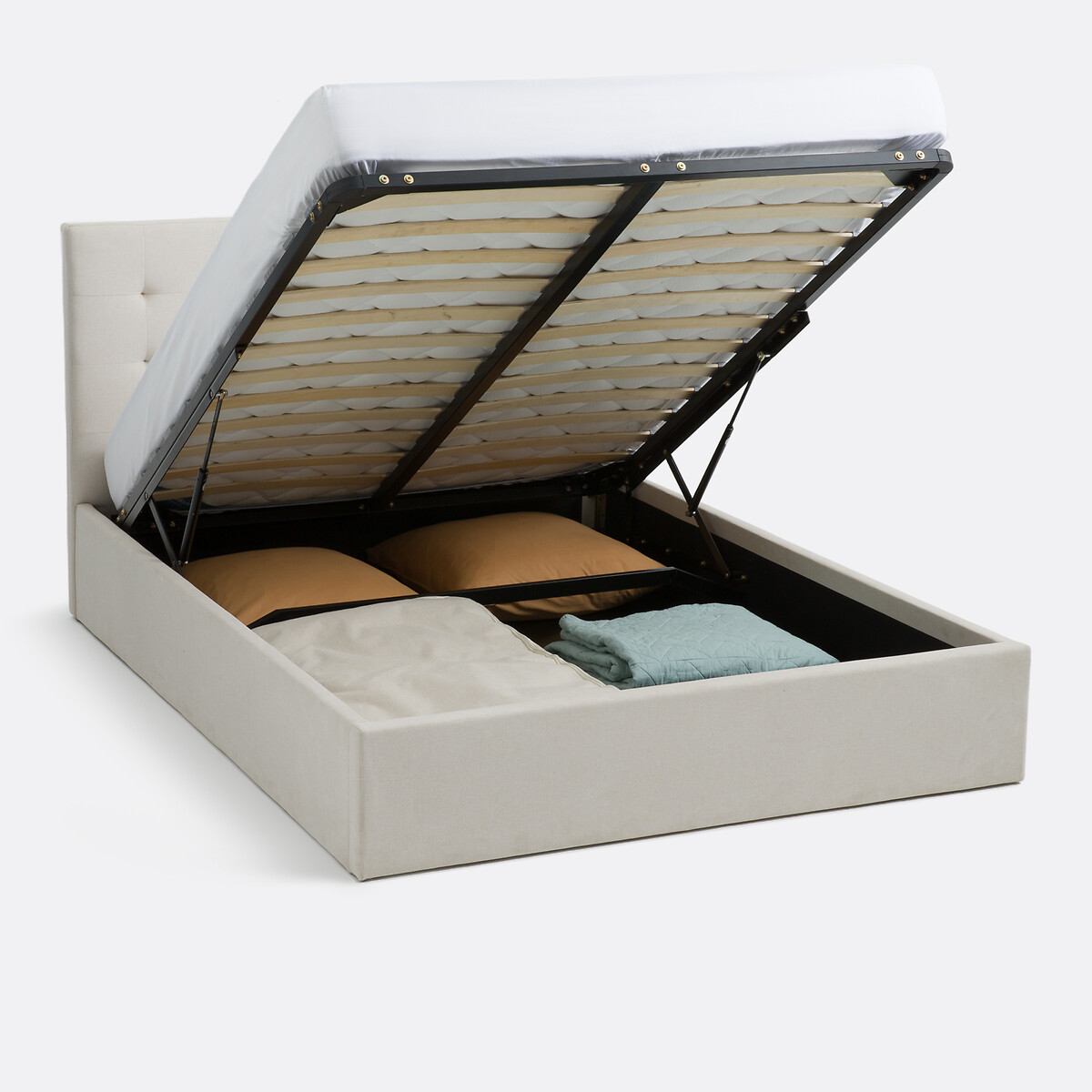 Lit coffre avec sommier relevable, Gennie beige, LA REDOUTE INTERIEURS