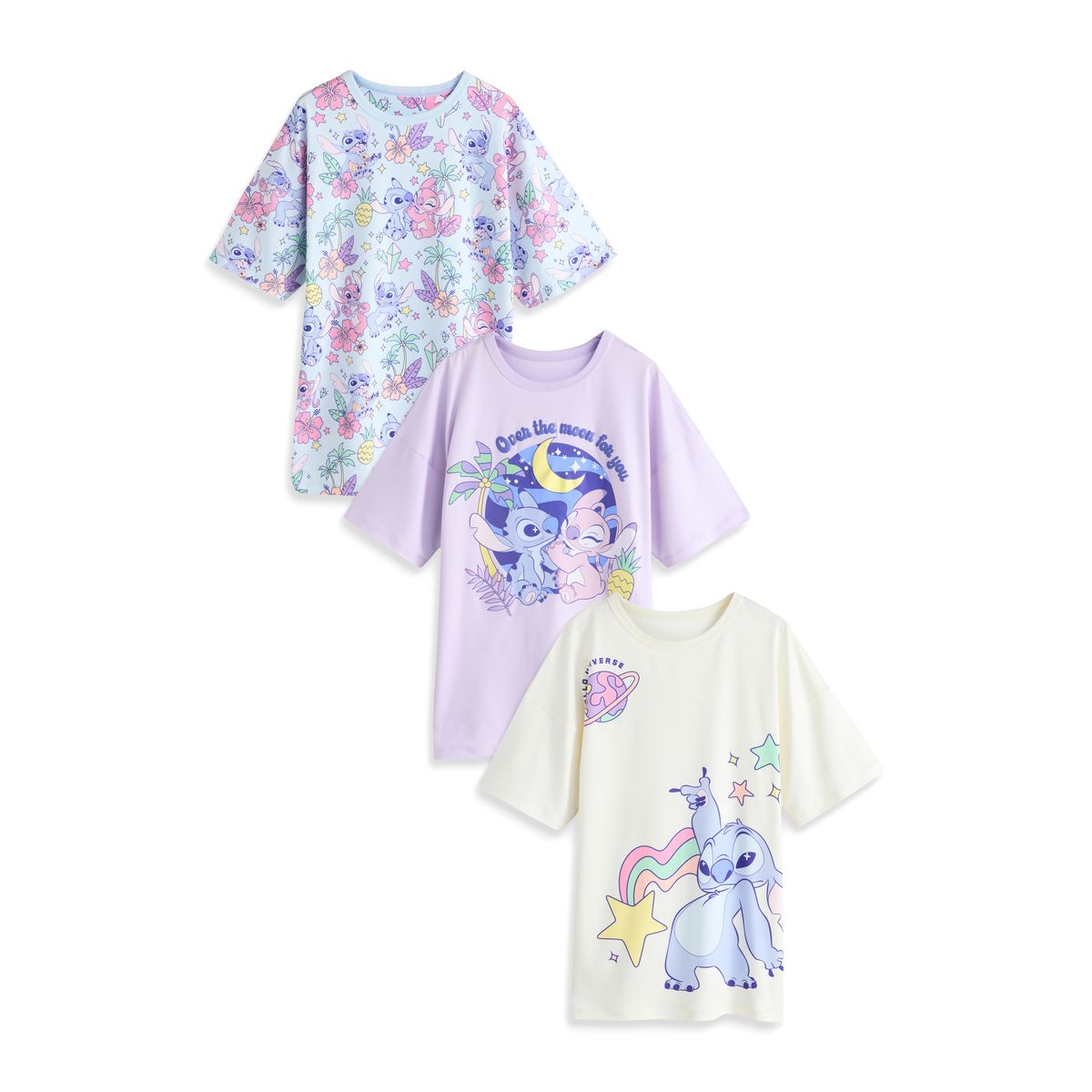 Chemise de nuit lilo et stitch, lot 3 lilas/écru, NEXT