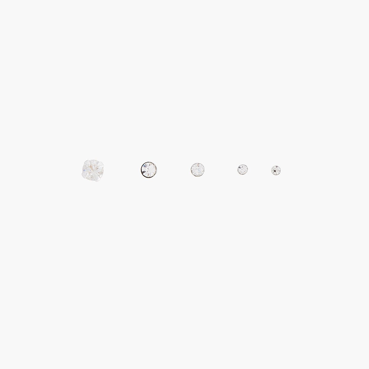 Set de 5 piercings nez strass de zircon et argent garanti 925 argenté, BALABOOSTE