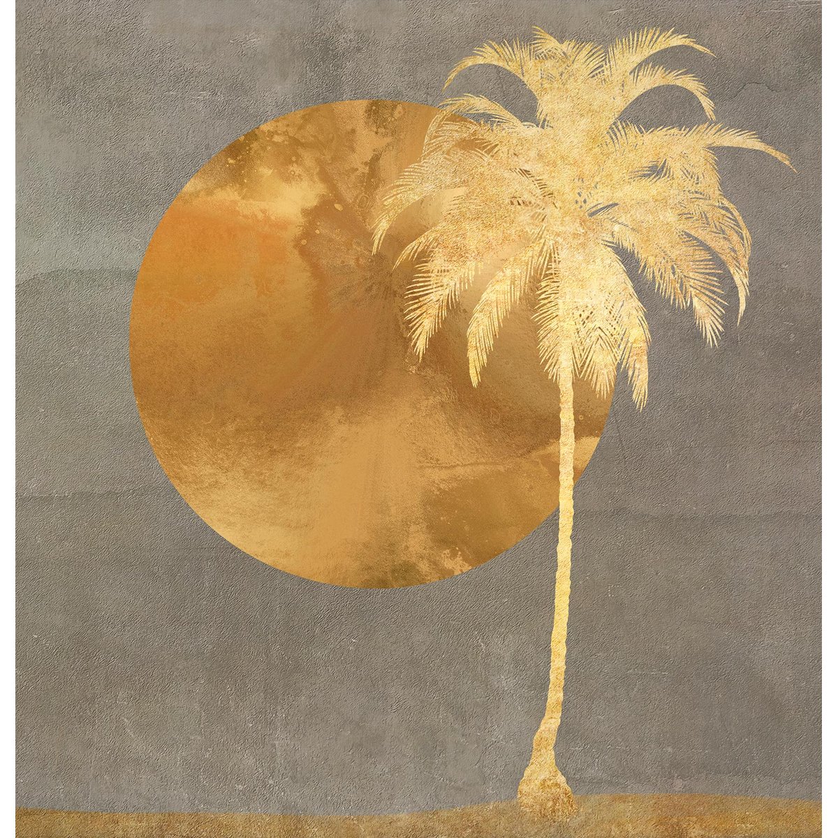 Papier peint graphique cocotier dore intissé, HEXOA