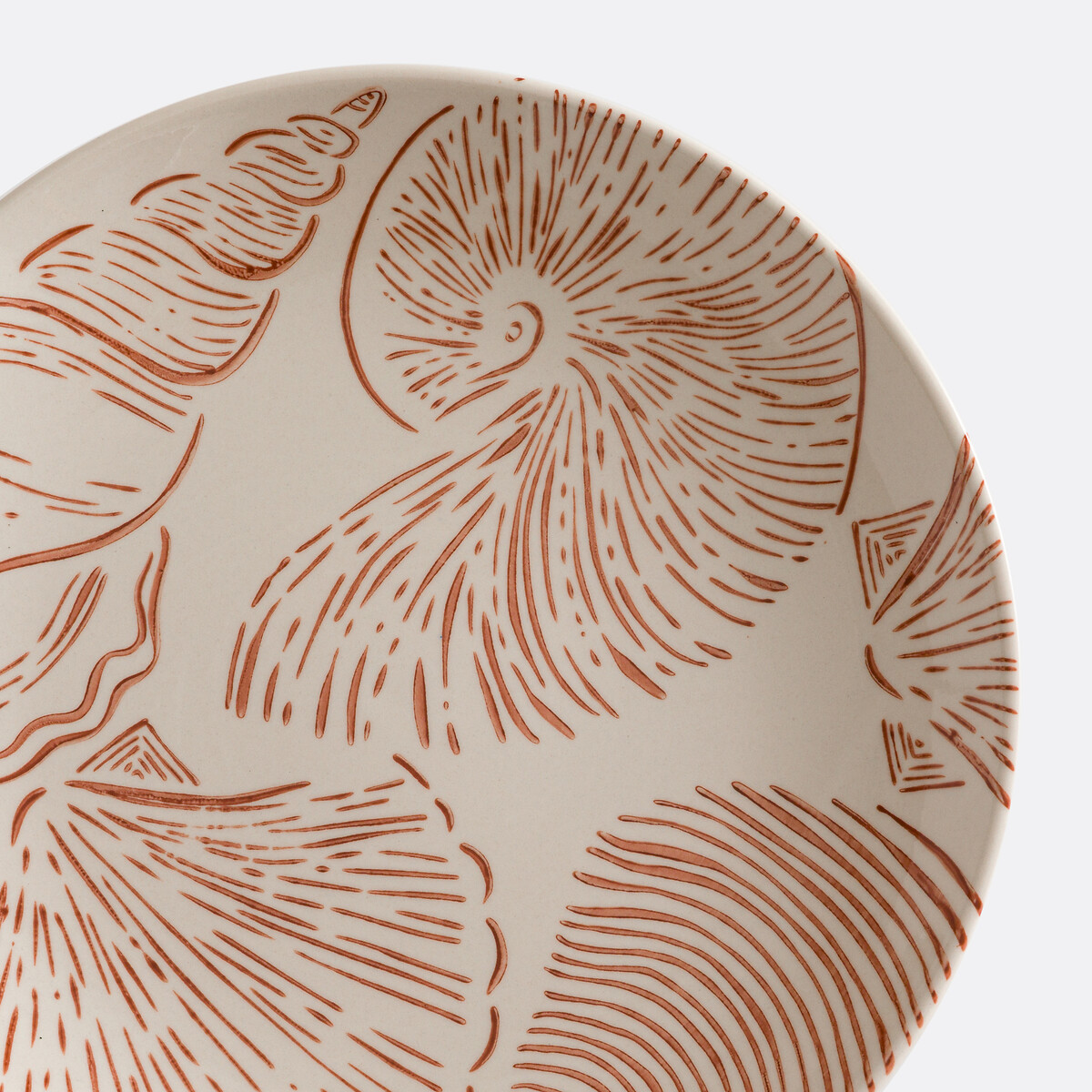 Lot de 4 assiettes plates en céramique, motif coquillage, OMANA imprimé, LA REDOUTE INTERIEURS