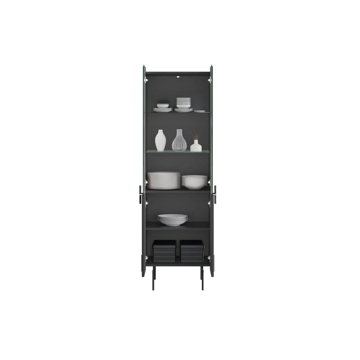 Vitrine 60 cm 2 portes, MATHILDE noir, BOBOCHIC