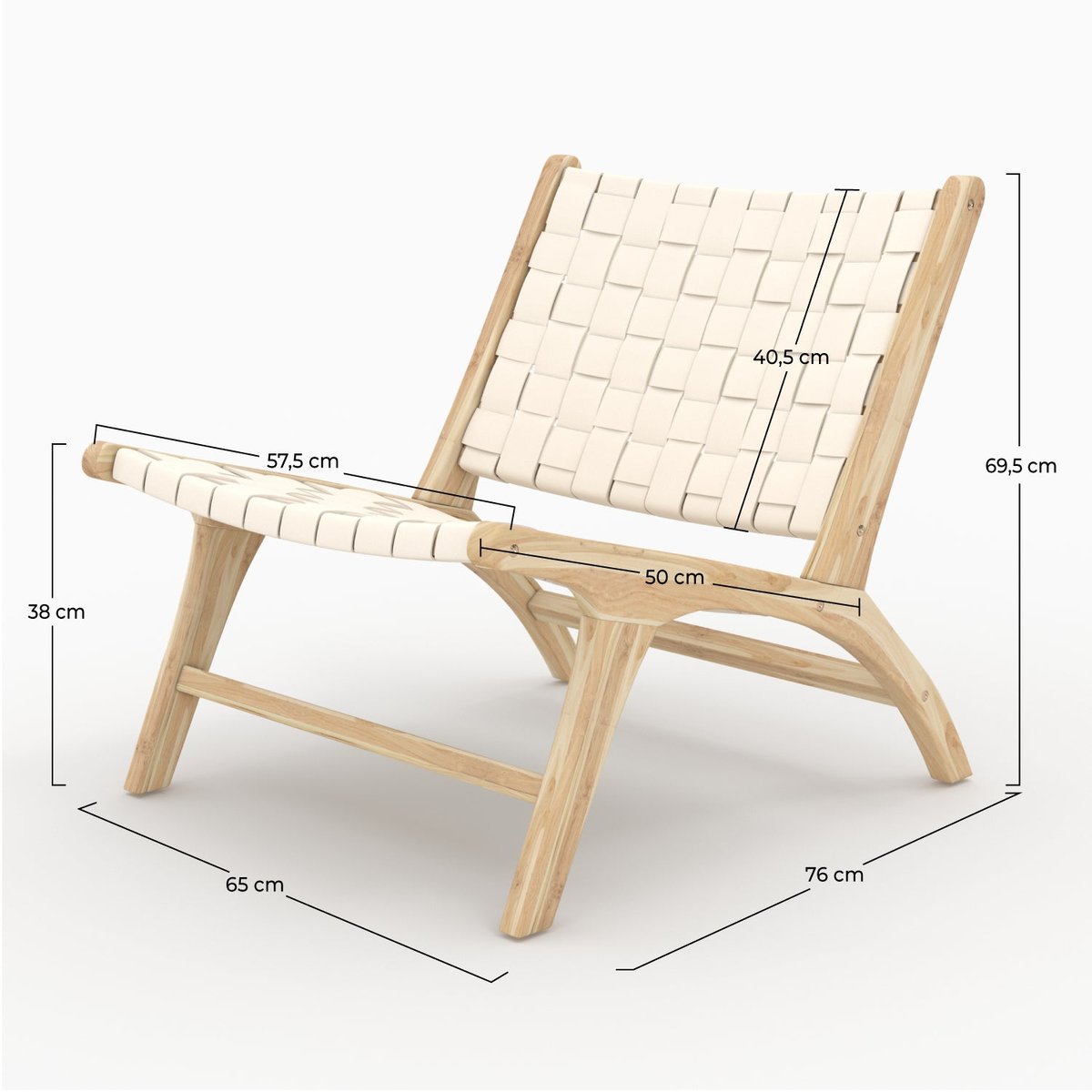 Fauteuil en teck et cuir - KUNA blanc, MAISON PAVANE