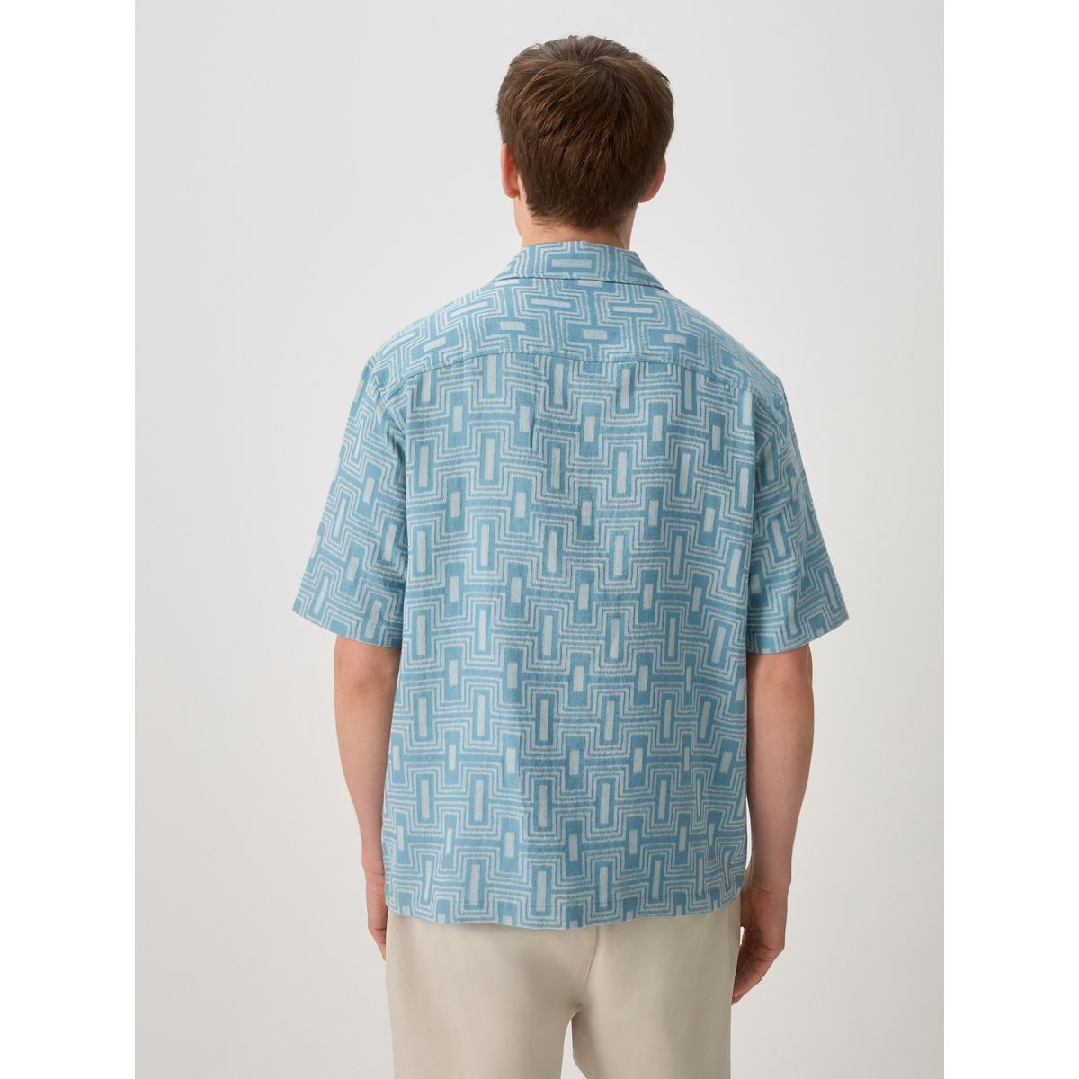 Chemise manches courtes à imprimé bleu géométrique, NEXT