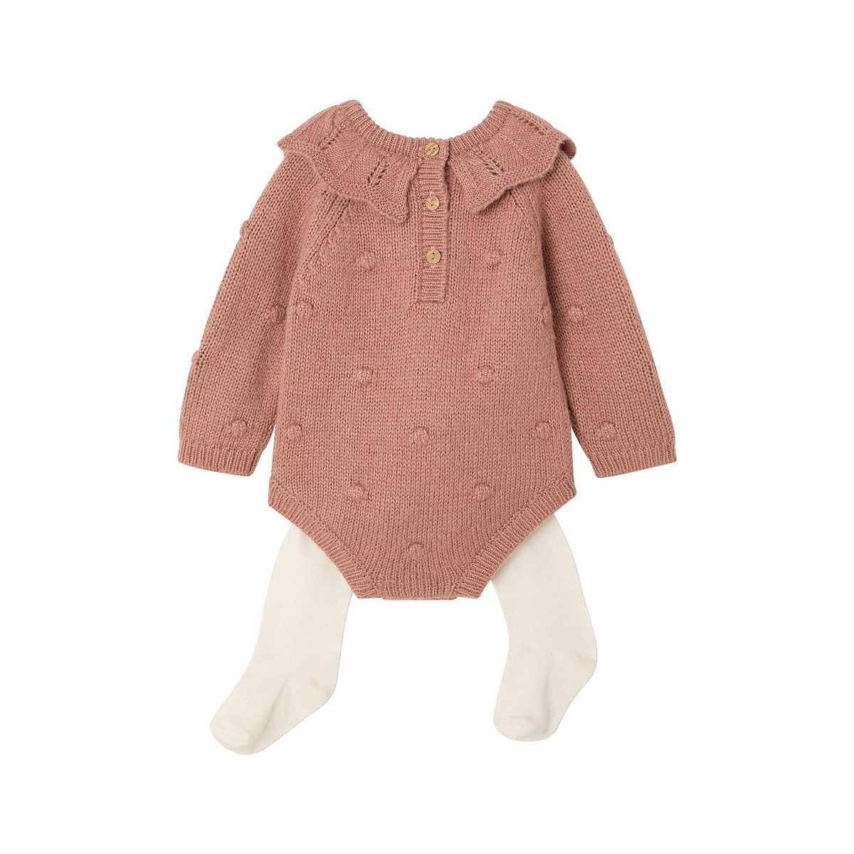 Ensemble barboteuse et collants naissance blush, VERTBAUDET