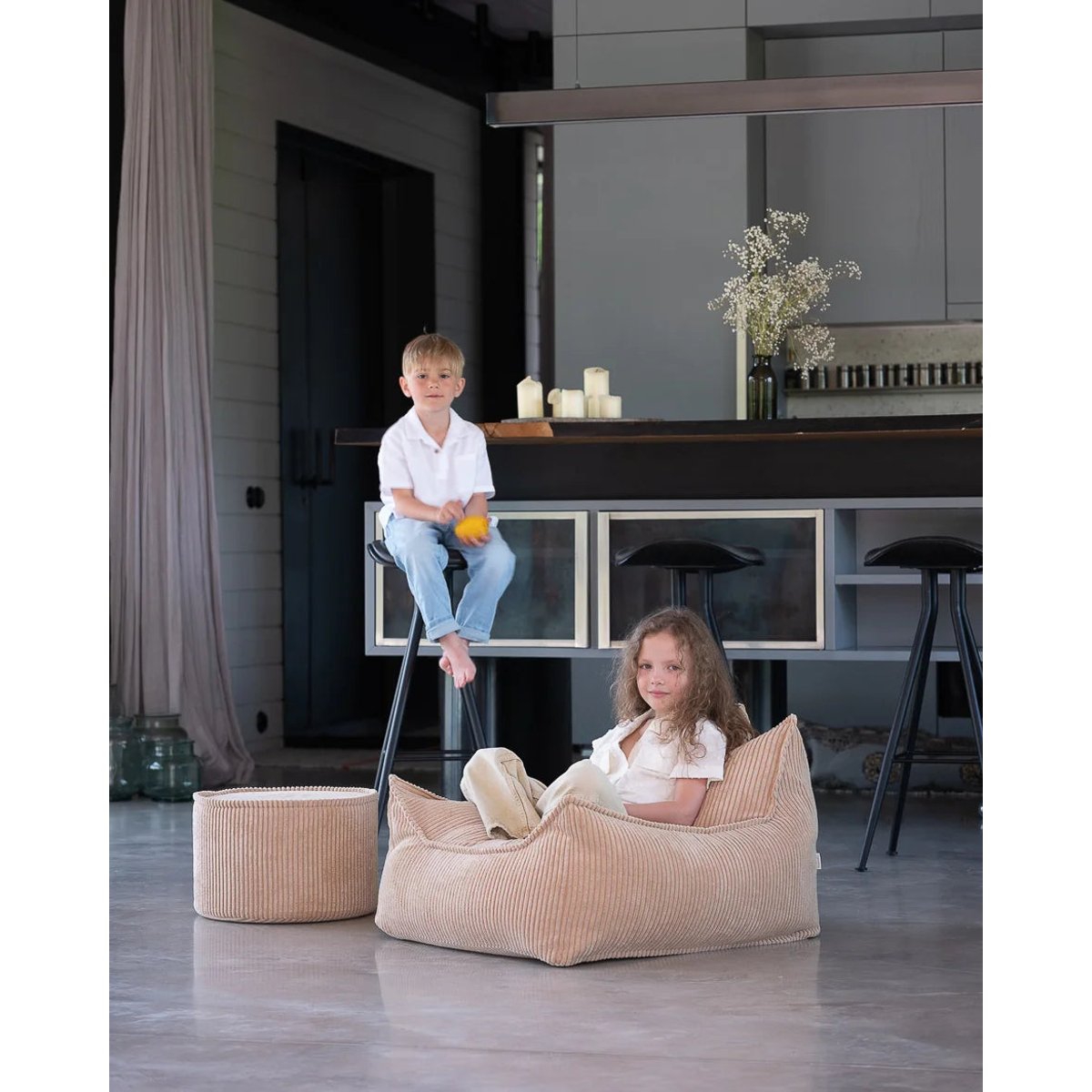 Fauteuil Pouf Enfant en Velours Côtelé brown sugar, WIGIWAMA