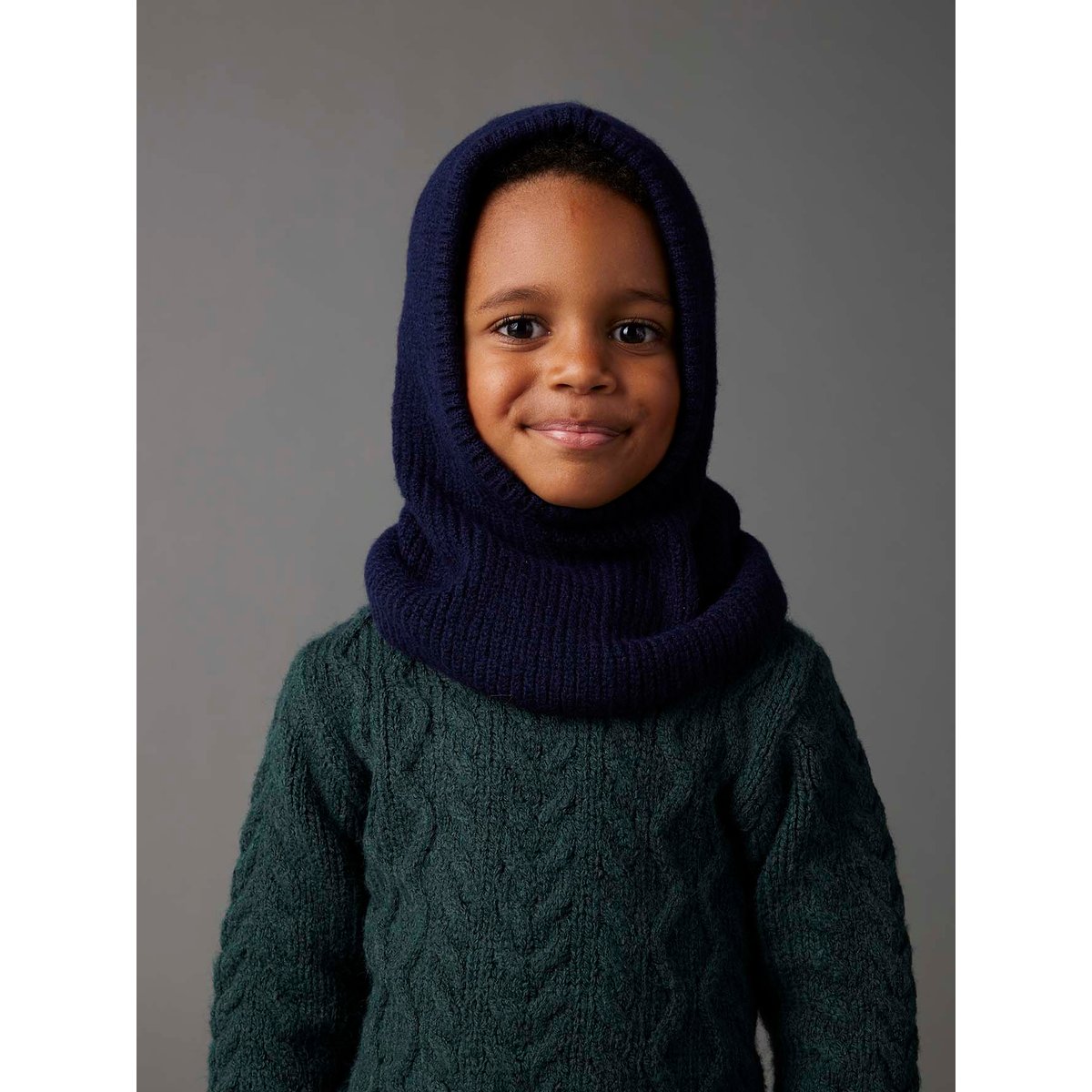 Cagoule en maille côtelée bleu nuit, VERTBAUDET