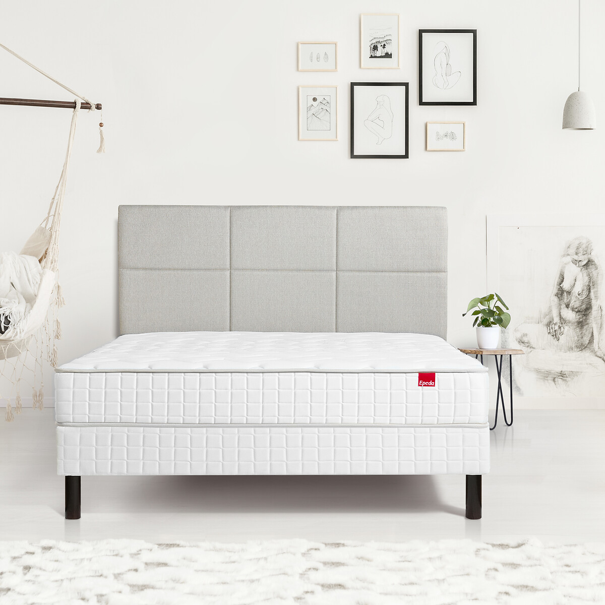 Ensemble matelas ressorts l'Illustre + sommier ecru, EPEDA
