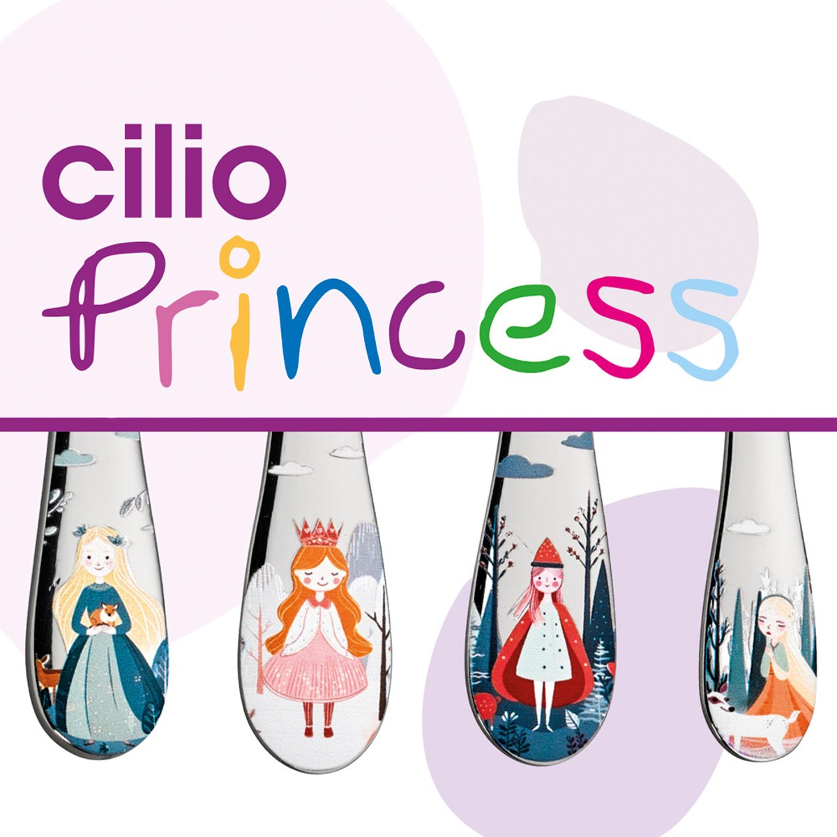 Couverts enfants Princesse 4 pièces argent / métallique, CILIO