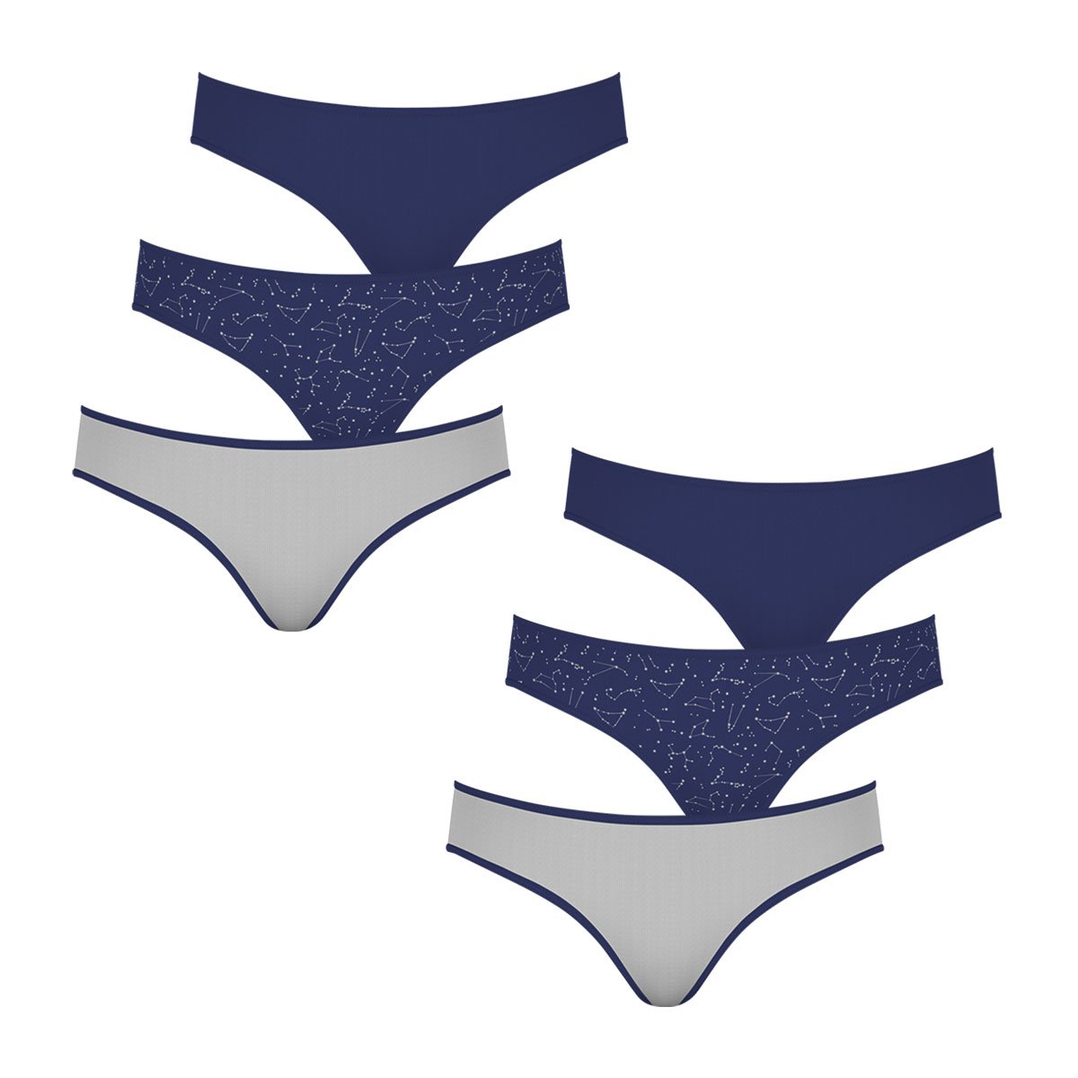 Slips, lot de 6, TRIO MODE gris-bleu marine, ATHENA