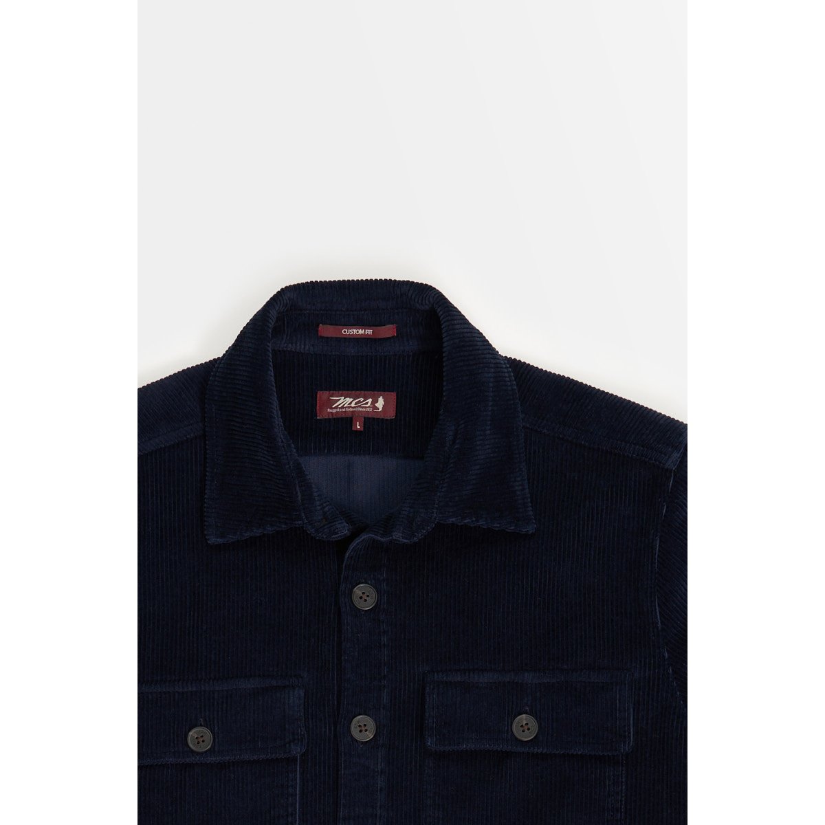 Surchemise velours avec poches bleu marine, MCS