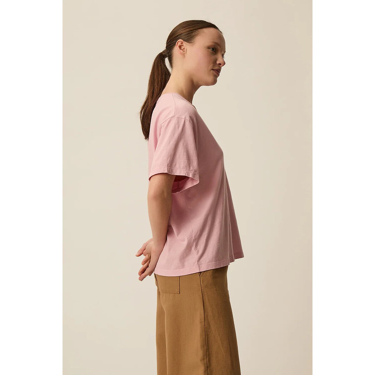 T-shirt col V manches courtes, ZAE rose, DES PETITS HAUTS