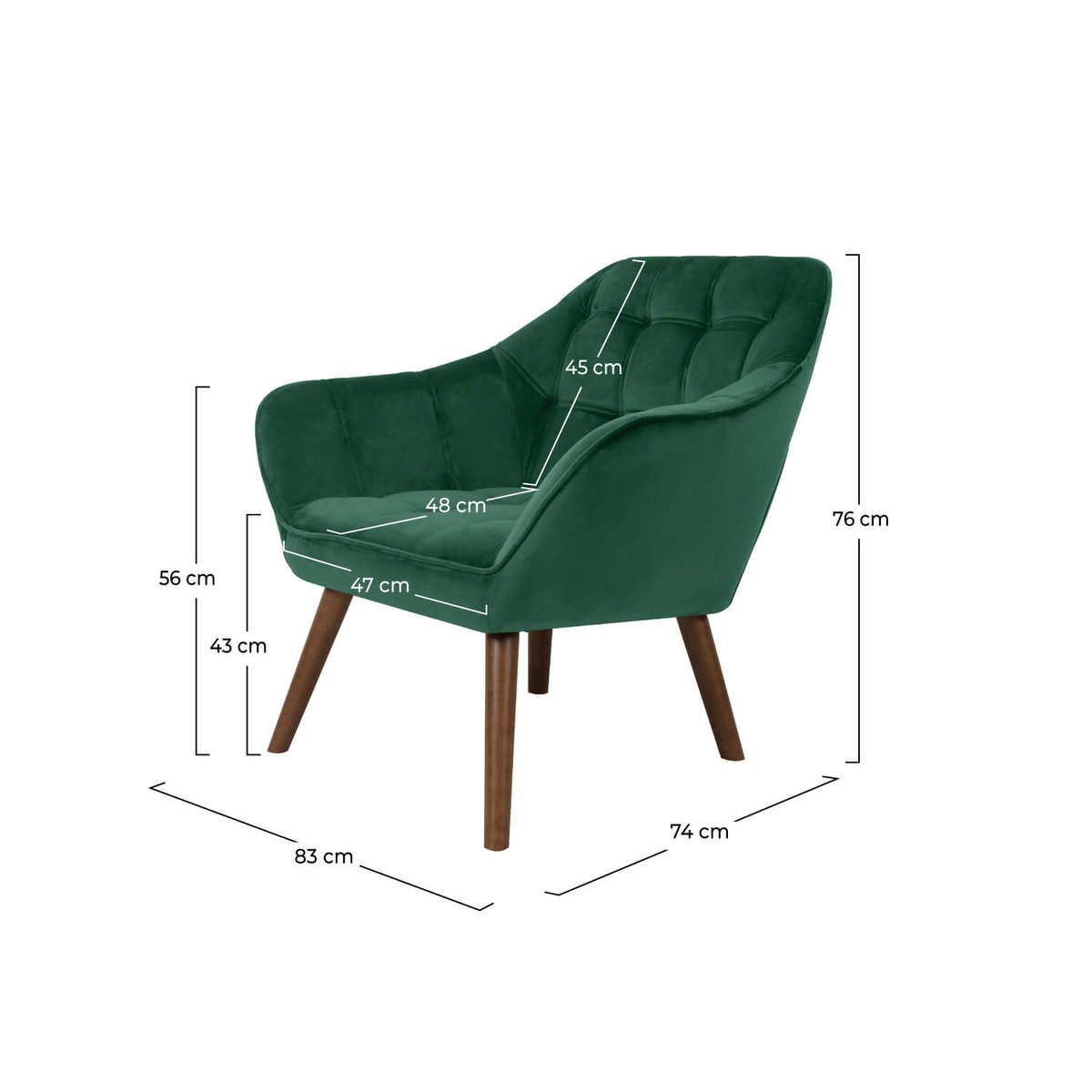 Fauteuil en velours - SIMBA vert foncé, MAISON PAVANE
