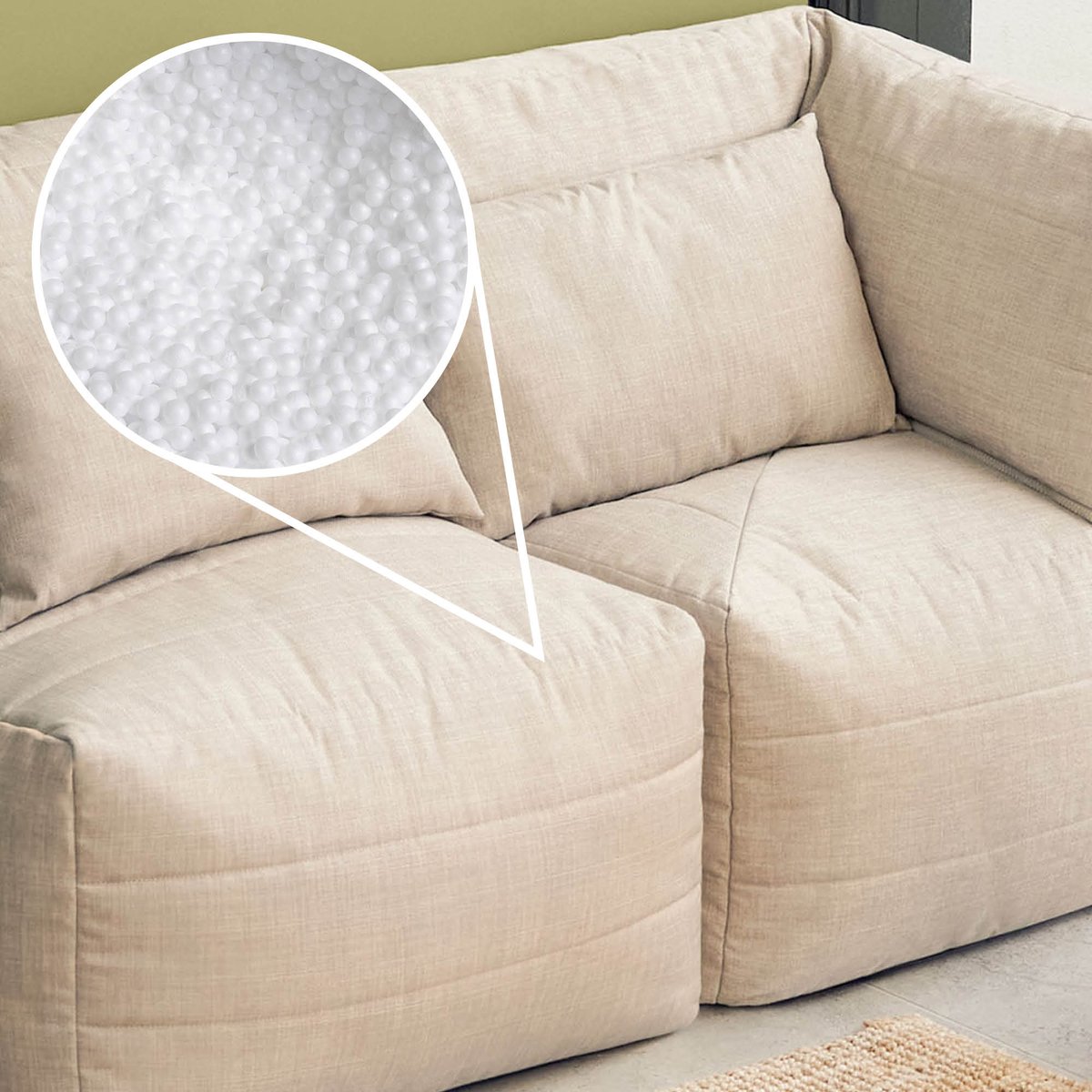 Pouf canapé de jardin modulable en tissu tissé d'intérieur et d'extérieur Oeko-Tex® - NOA beige, ICON
