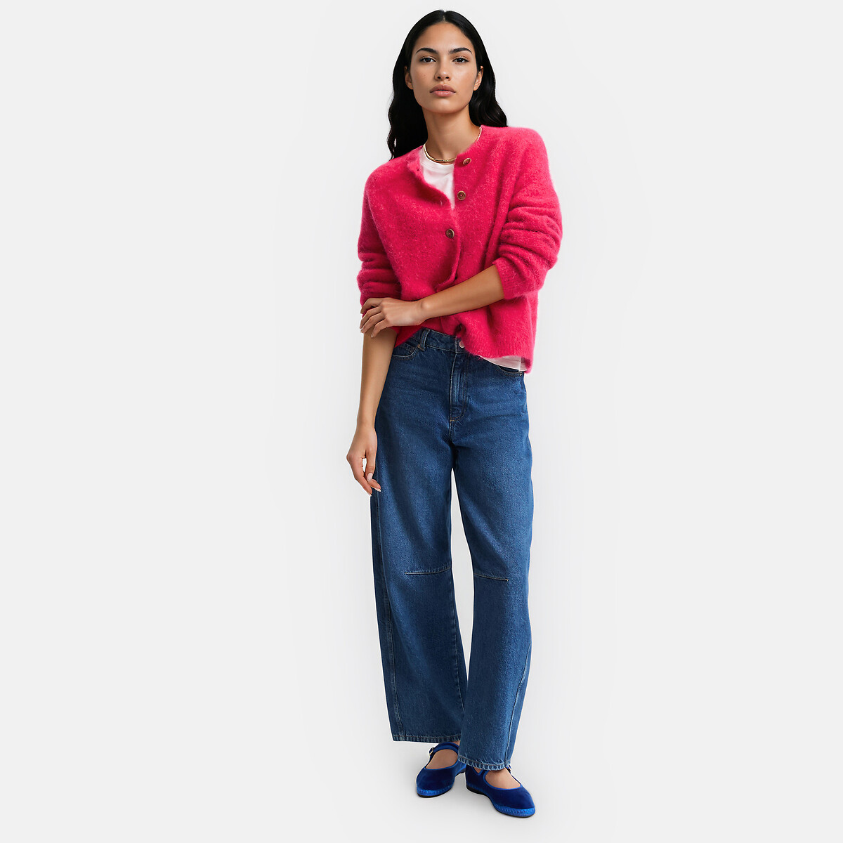 Cardigan en alpaga brossé mélangé, Signature JANY rose, LA REDOUTE COLLECTIONS