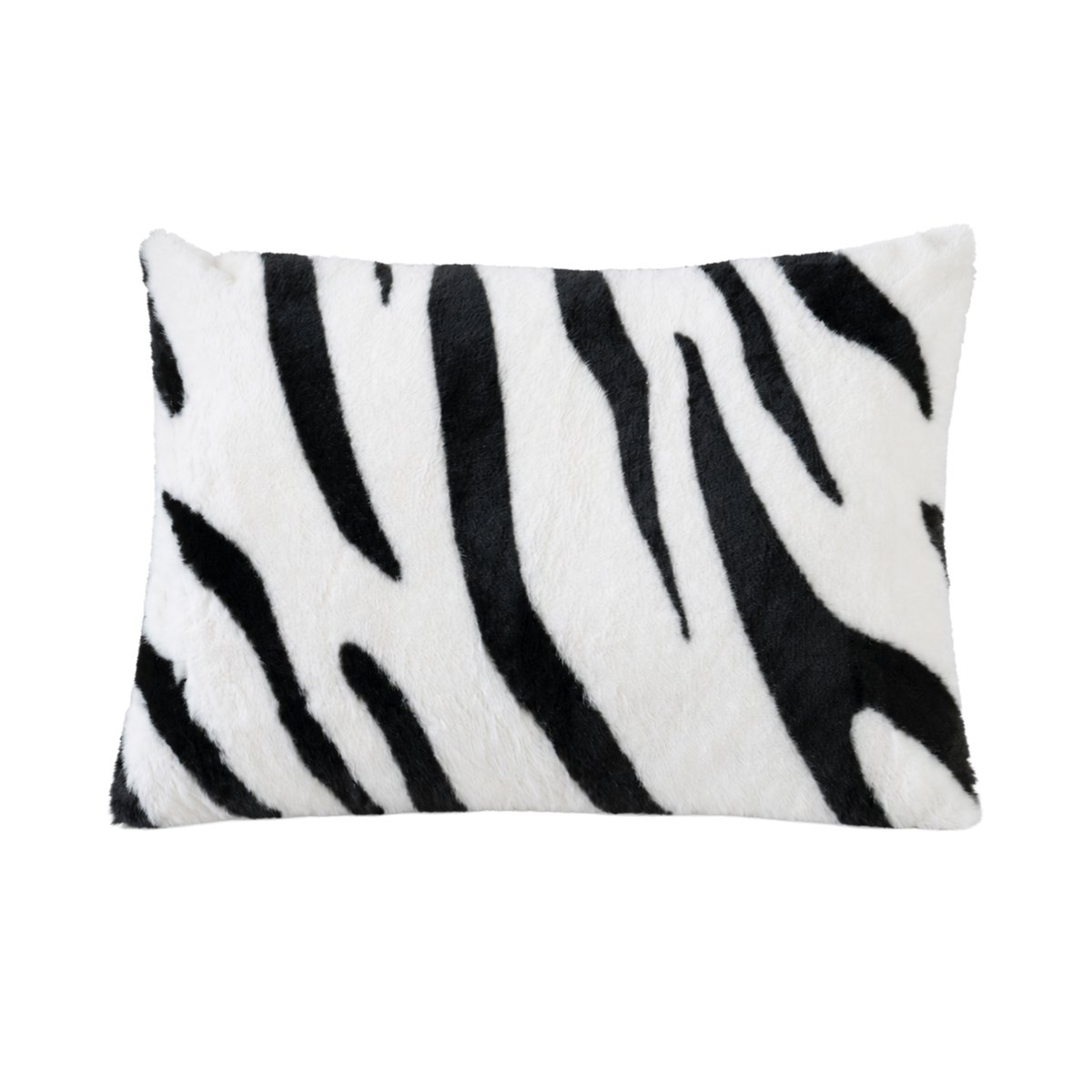 Coussin garni à motif zèbre avec dos en velours - QABANE noir, HOME MAISON