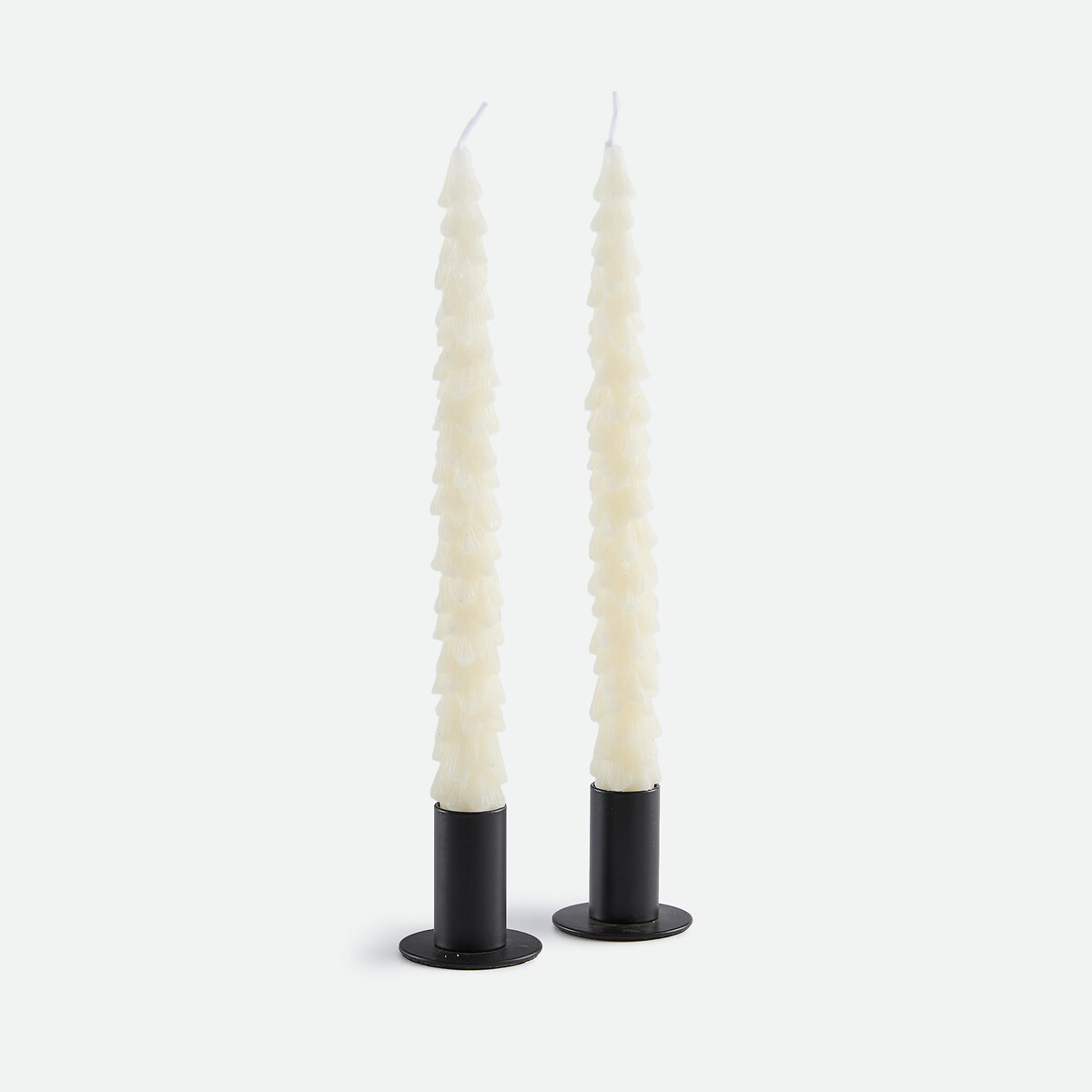 Lot de 2 bougies, forme sapin, en cire, CASPAR ecru, LA REDOUTE INTERIEURS