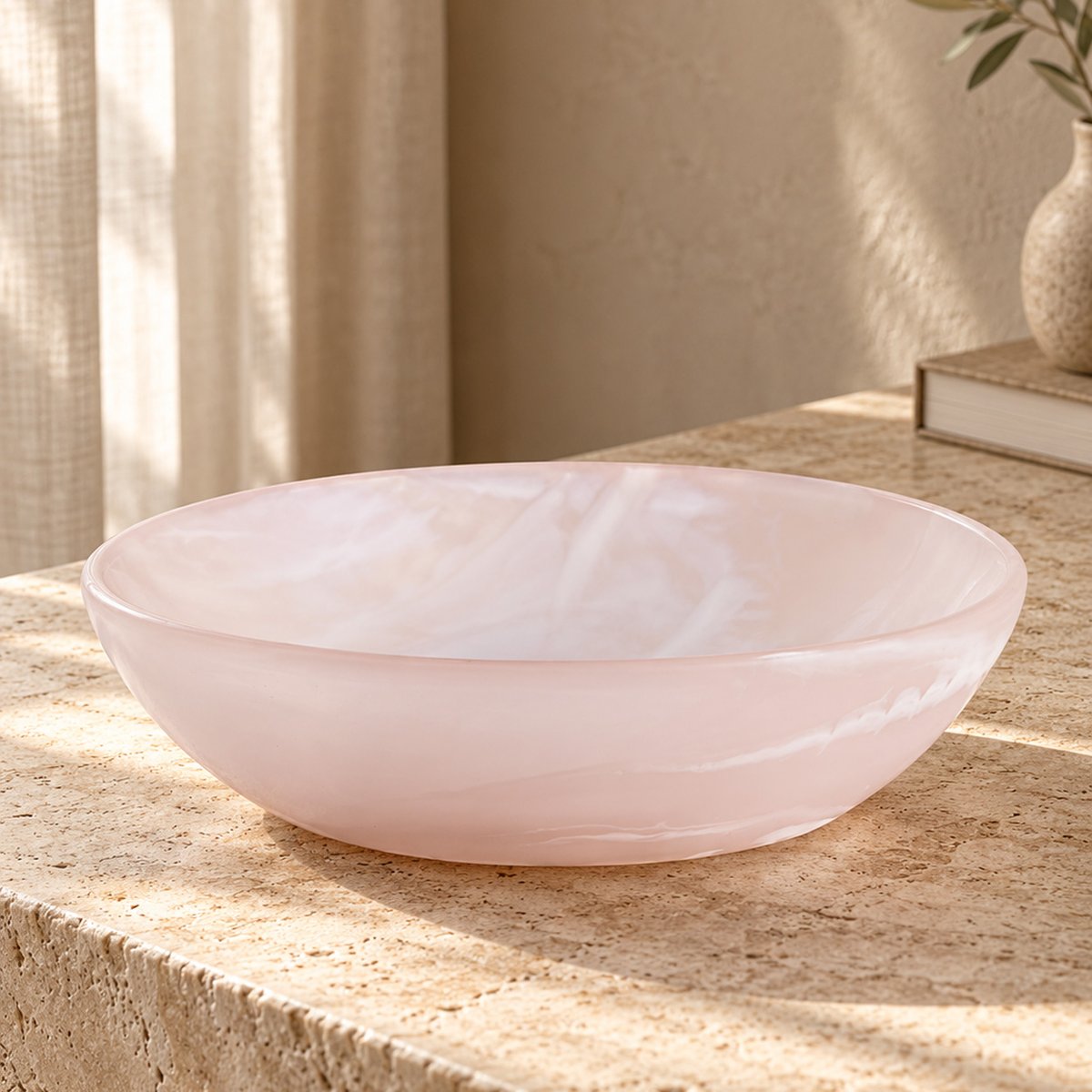 Bol en résine RESIN ORGANIC rose blanc, BAZAR BIZAR