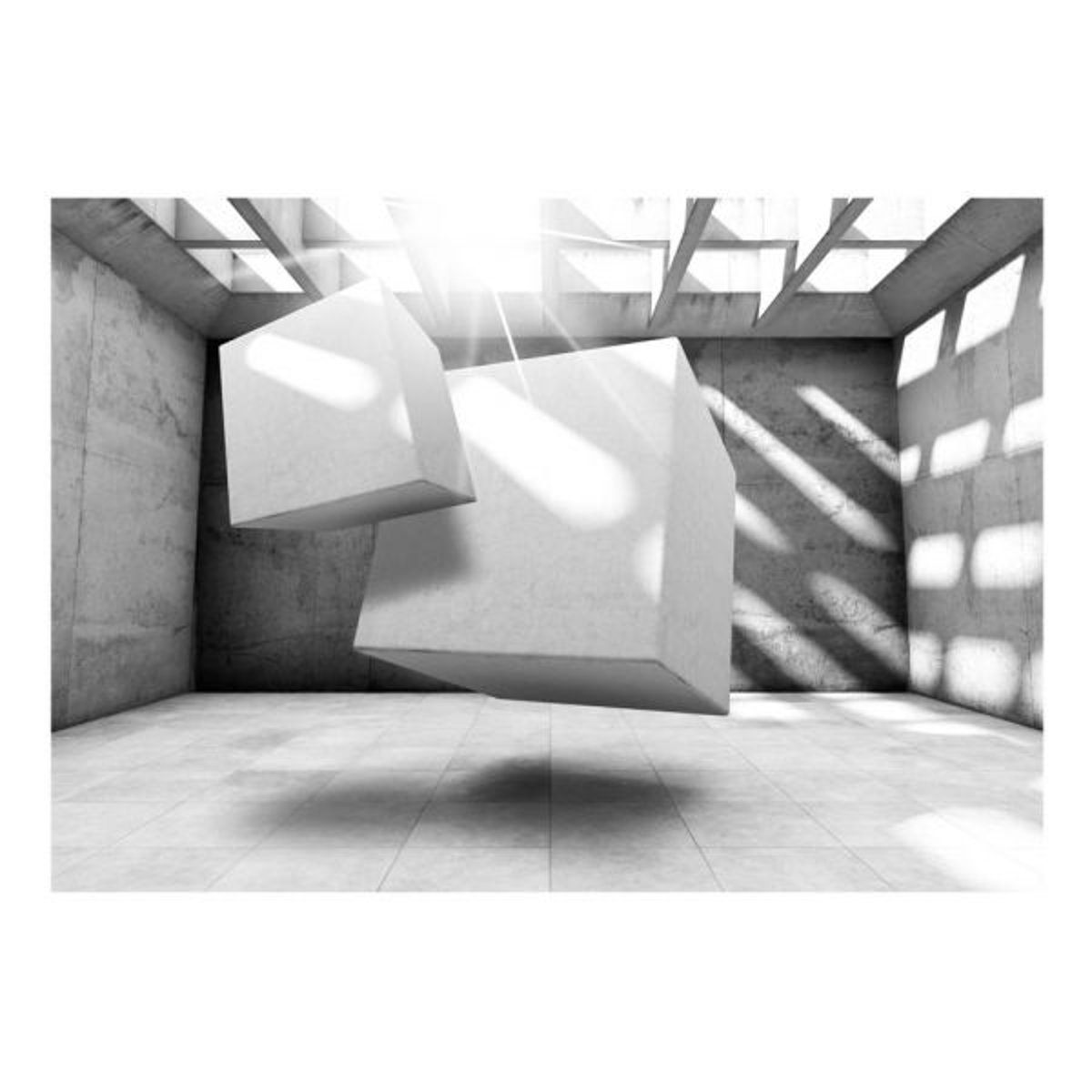 Papier peint intissé panoramique 3D et Perspective Dancing Squares gris / argent, EDEN