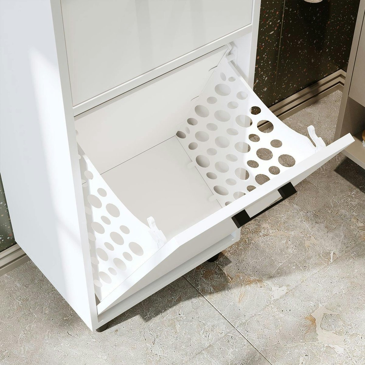 Meuble salle de bains avec panier à linge MARE blanc, PIER IMPORT