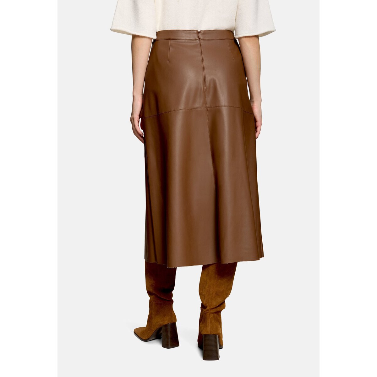 Jupe de coupe trapèze unicolore dark coffee, BETTY BARCLAY