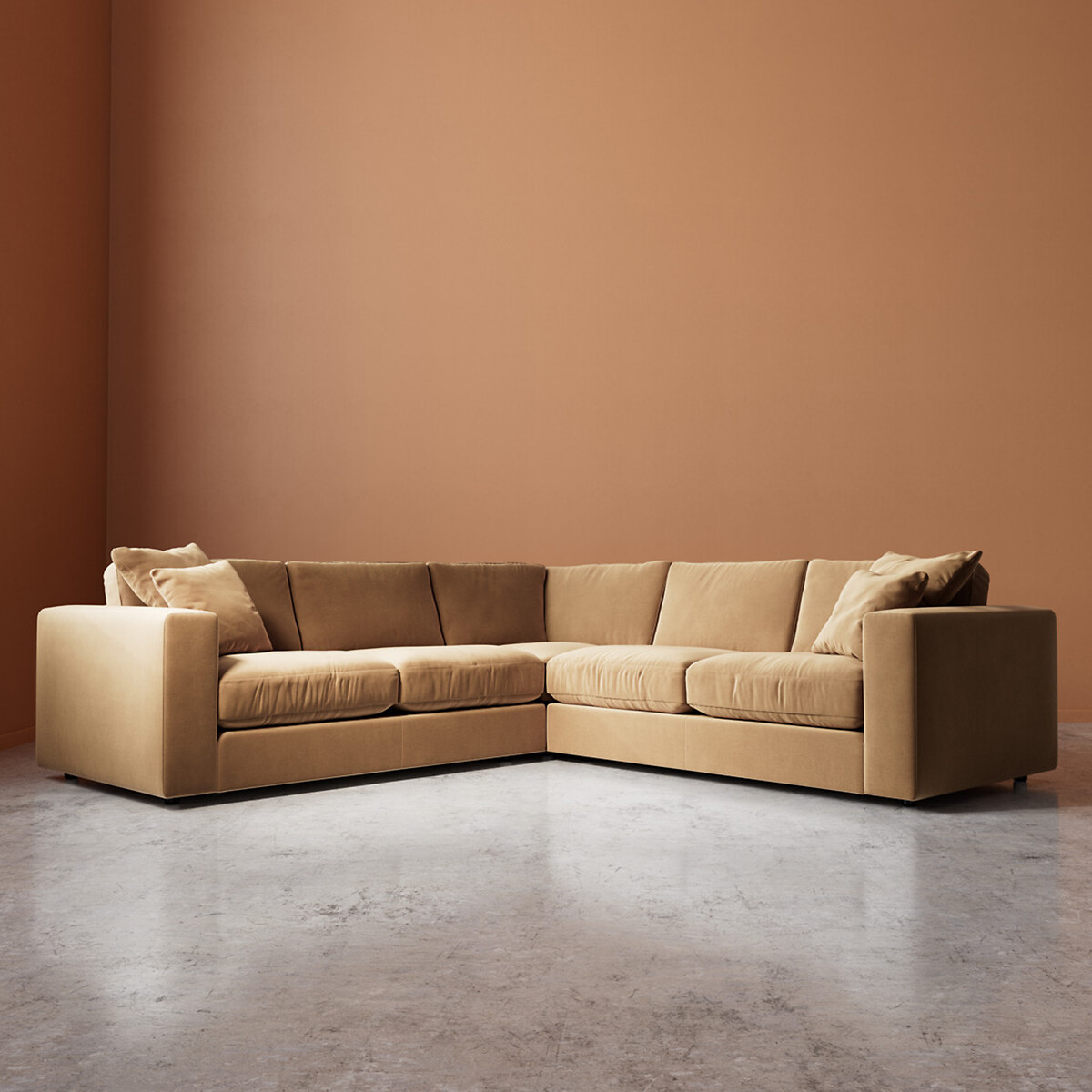 Althaea Easy Velvet Corner Sofa biscuit, SWOON