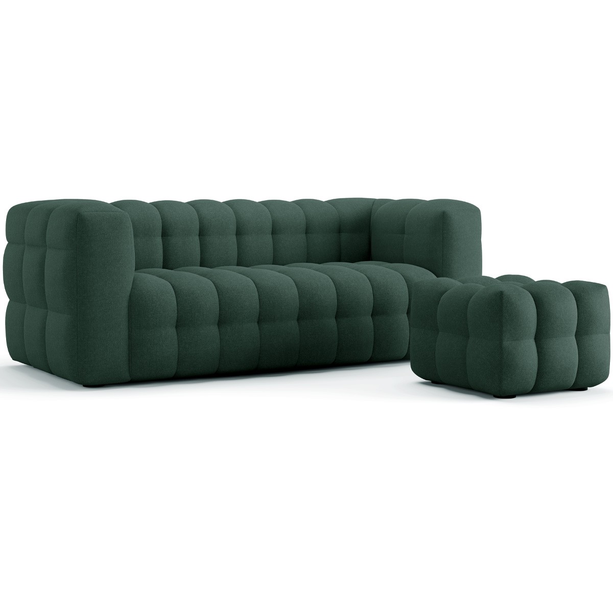Pouf capitonné en tissu chenille - CESTER vert, HOMIFAB