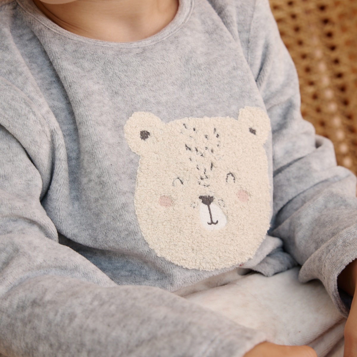 Lot de 2 pyjamas bébé 2 pièces en velours Pistache beige, PETIT BEGUIN