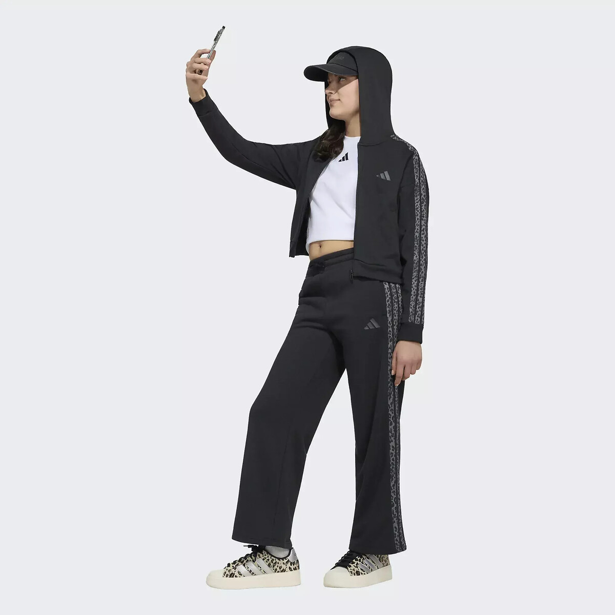 Sweat zippé avec capuche, 3 bandes, ESSENTIALS noir, ADIDAS SPORTSWEAR