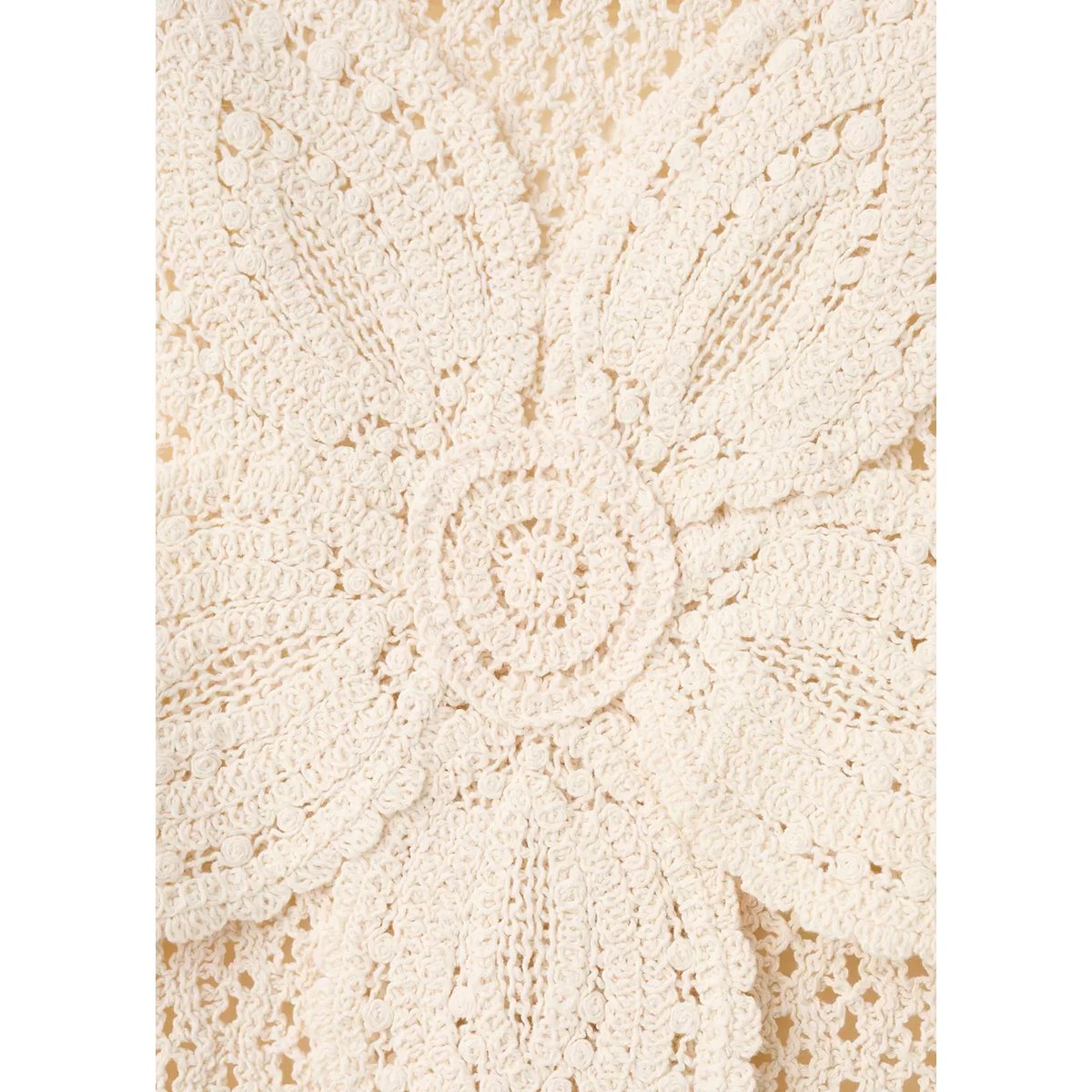Robe crochet détail fleur écru, MANGO