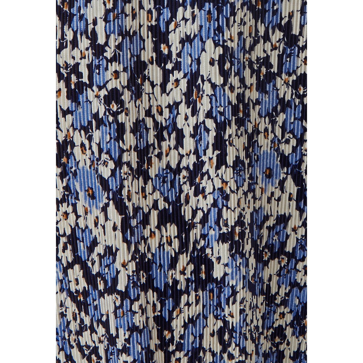 Pantalon 7/8ème maille plissée bleu fleuri, DAMART