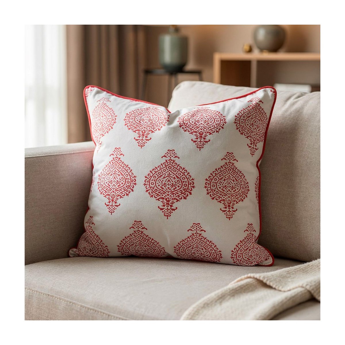 Housse de coussin Pattilo blanc, rouge, ARCHIV