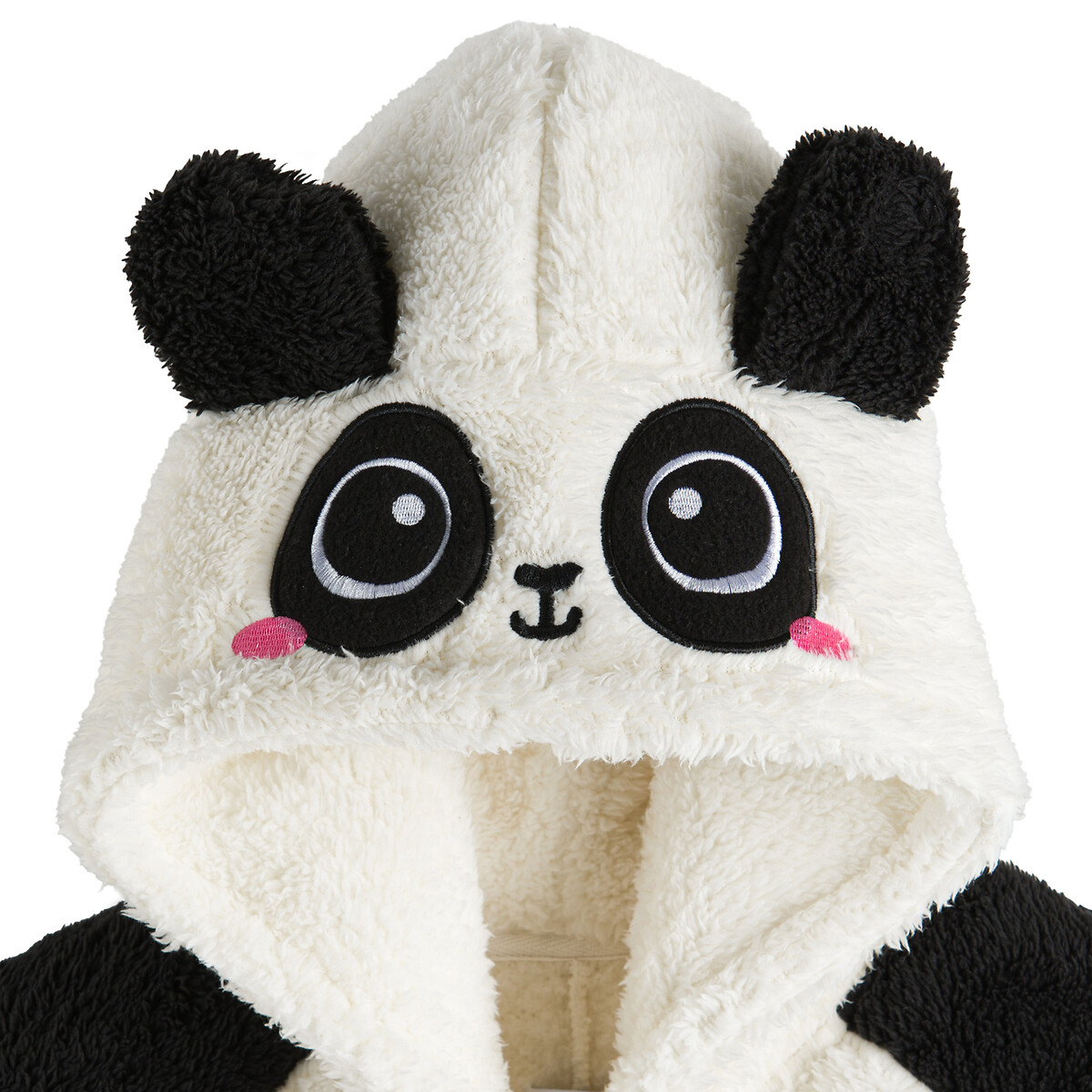 Panda-Overall aus Fleece mit Kapuze ecru/schwarz, LA REDOUTE COLLECTIONS