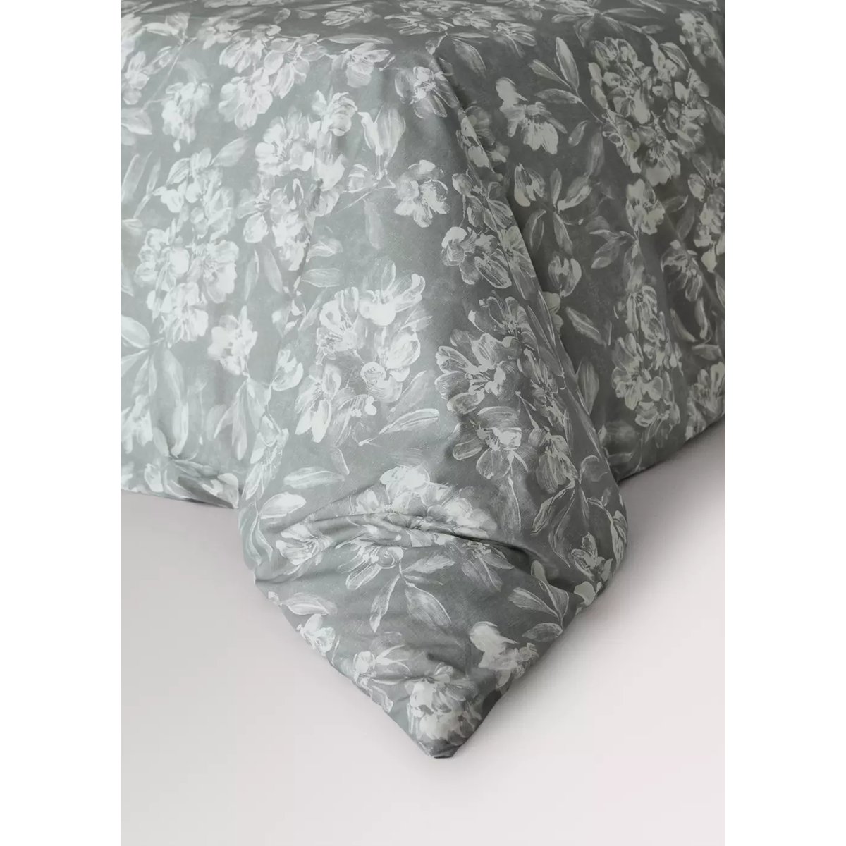Housse de couette percale de coton fleurs vintage Lit 180/200 cm vert moyen, MANGO HOME