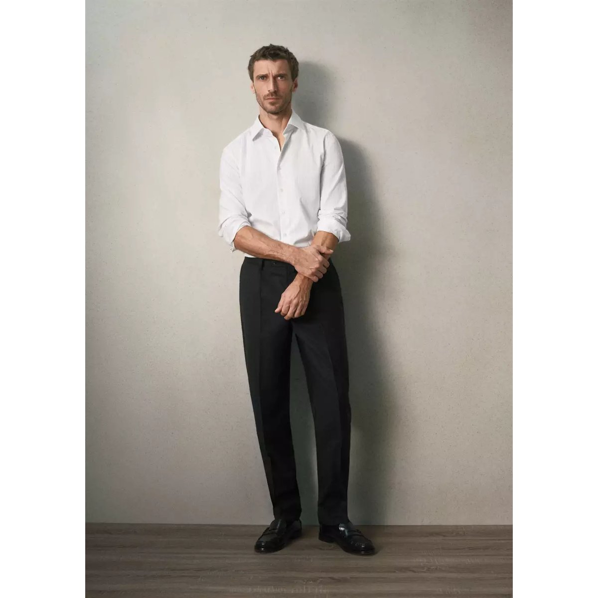 Chemise 100 % coton rayures slim-fit gris, MANGO MAN
